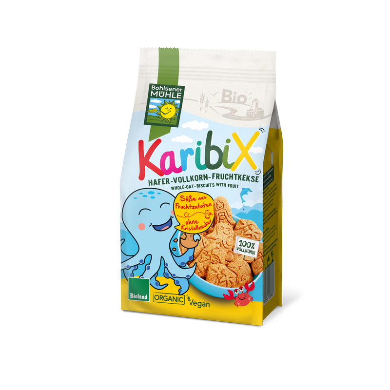 Celozrnné ovesno-ovocné sušenky KARIBIX  BIO 125 g